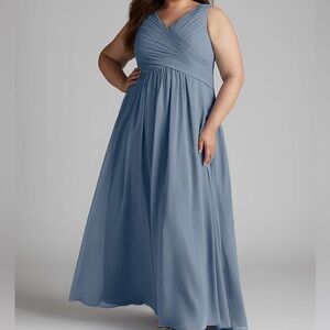 Azazie Dusty Blue Bridesmaid Dress Plus Size US 22-24